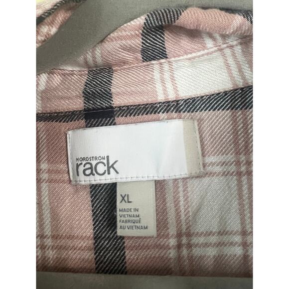 Nordstrom Rack Pink and Grey Striped Button Down Top Size XL - Picture 2 of 4